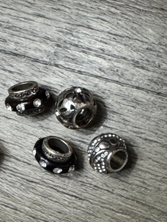 Brighton Silver and Gold Decorative Bead Charms with Crystal Accents - Picture 5 of 5